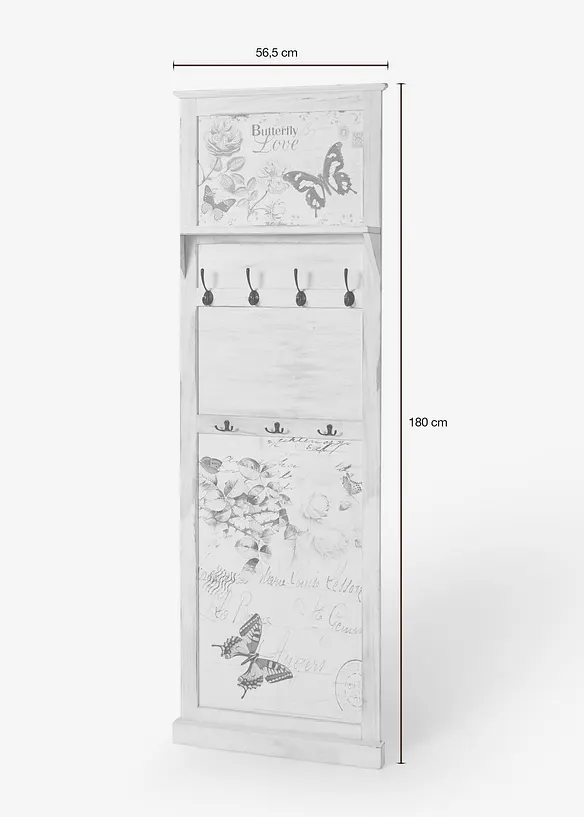 Garderobenpaneel mit Schmetterling-Design in weiß - bonprix