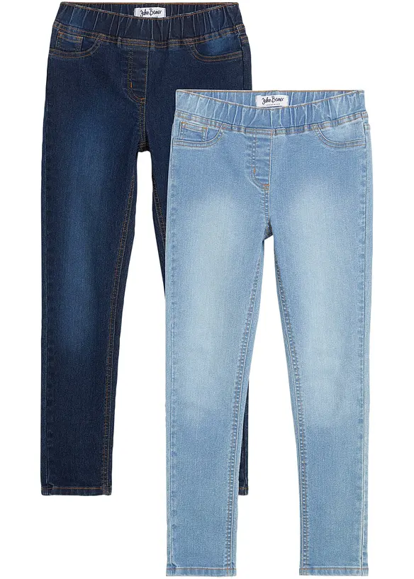 Jeggings  Mid Waist (2er Pack) in blau von vorne - bonprix