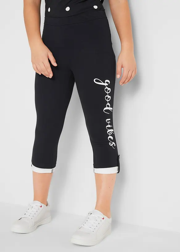 ¾ Leggings mit Bio-Baumwolle in schwarz von vorne - bonprix