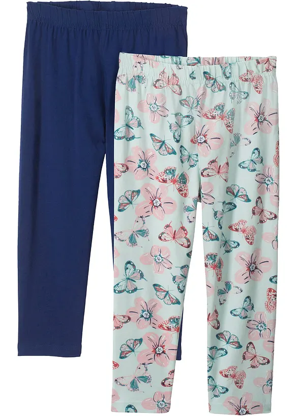 Capri-Leggings mit Bio-Baumwolle (2er Pack) in blau von vorne - bonprix