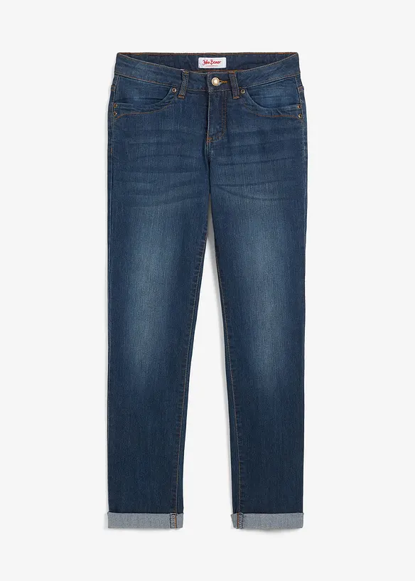 Straight Jeans Mid Waist, Stretch in blau von vorne - bonprix