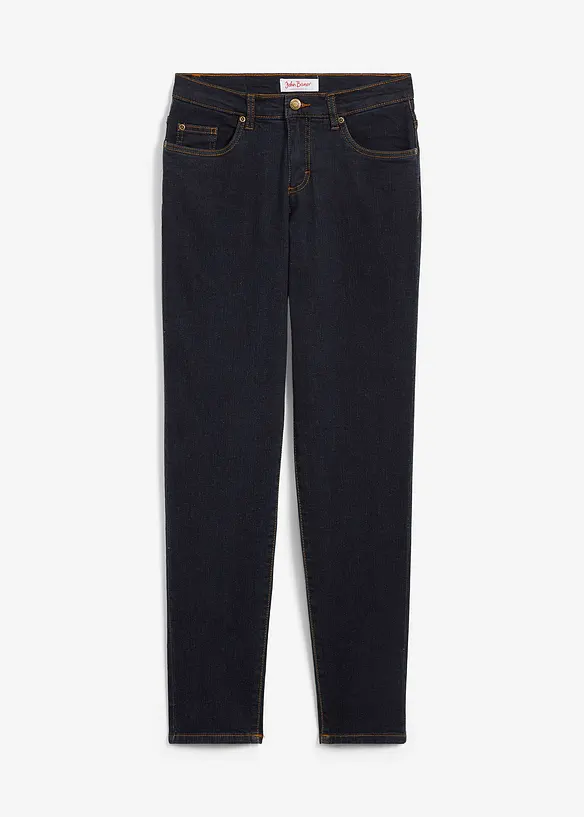 Mom Jeans Mid Waist, long in blau von vorne - bonprix