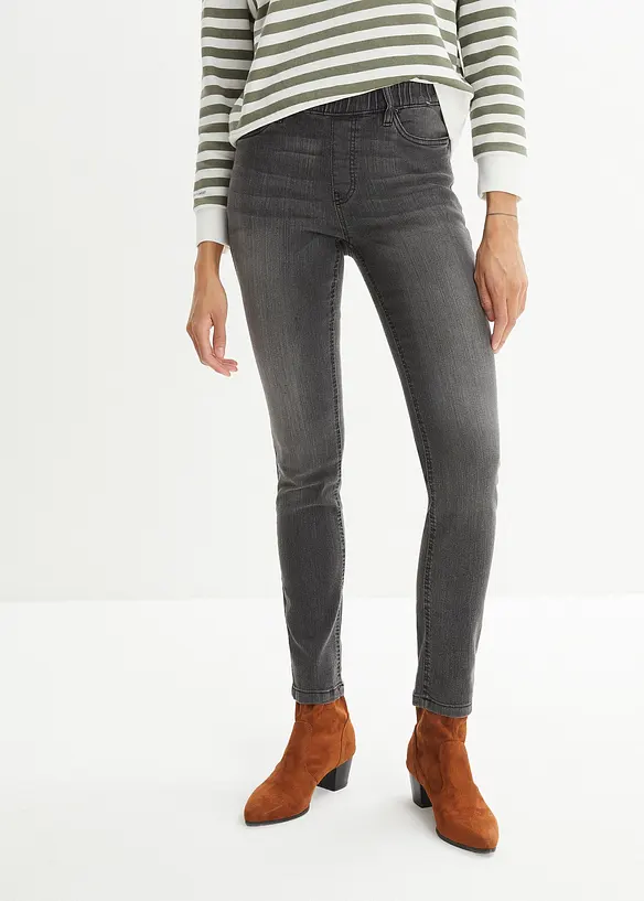 Stretch-Jeggings in schwarz von vorne - bonprix