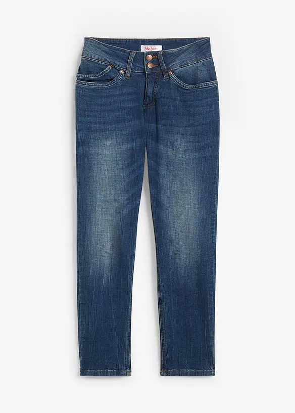 Mom-Jeans Mid Waist in blau von vorne - bonprix