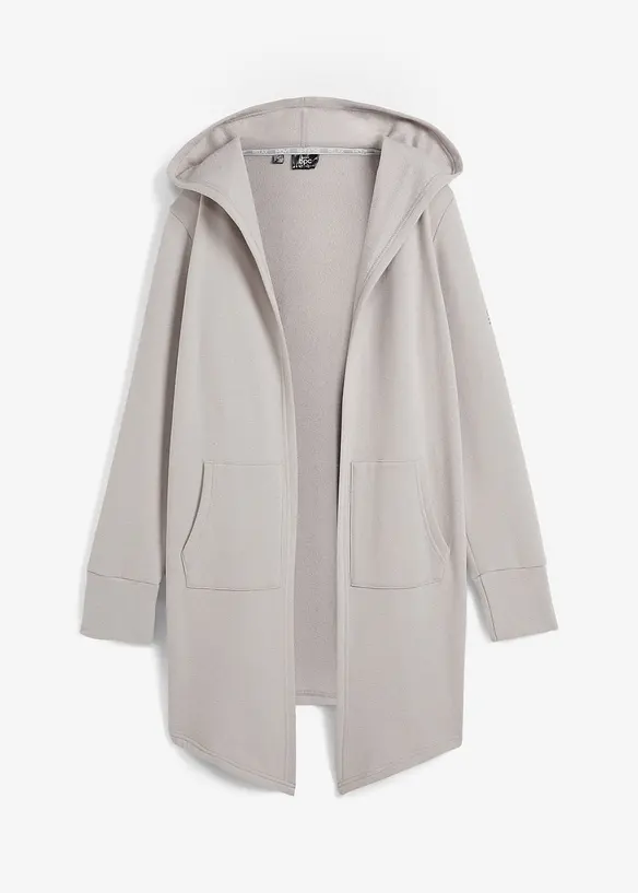 Long-Sweatjacke aus Baumwoll-Mix in grau von vorne - bonprix Long-Sweatjacke aus Baumwoll-Mix in grau von vorne - bonprix