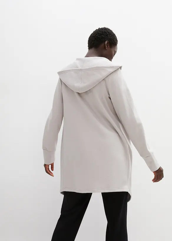 Long-Sweatjacke aus Baumwoll-Mix in grau von hinten (im Anschnitt) - bonprix Long-Sweatjacke aus Baumwoll-Mix in grau von hinten (im Anschnitt) - bonprix