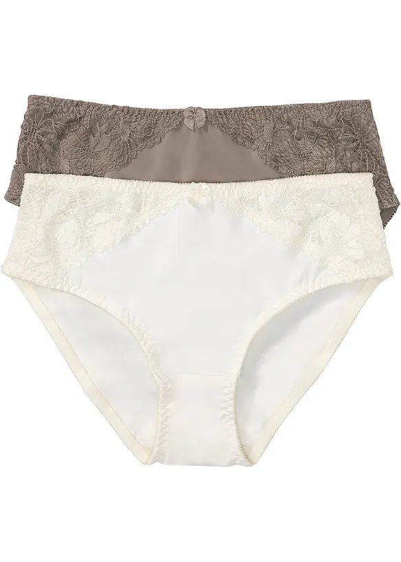 Maxislip mit Spitze (2er Pack) in beige von vorne - bonprix