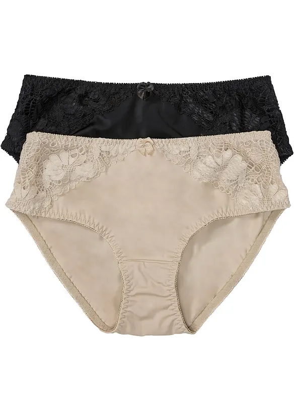 Maxislip mit Spitze (2er Pack) in beige von vorne - bonprix