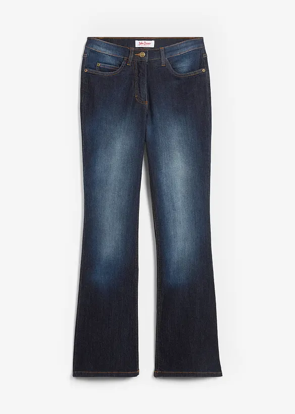 Bootcut Jeans Mid Waist, Stretch in blau von vorne - bonprix