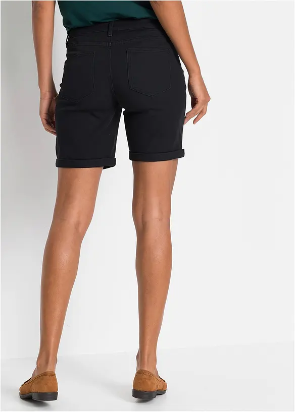 Bermuda aus elastischem Baumwoll-Mix in schwarz von hinten - bonprix