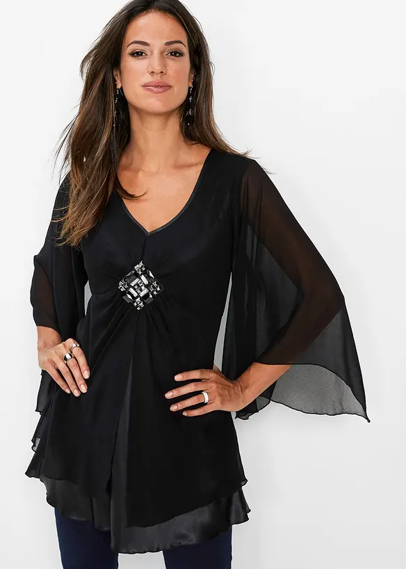 Tunikabluse in schwarz von vorne (im Anschnitt) - bonprix Tunikabluse in schwarz von vorne (im Anschnitt) - bonprix