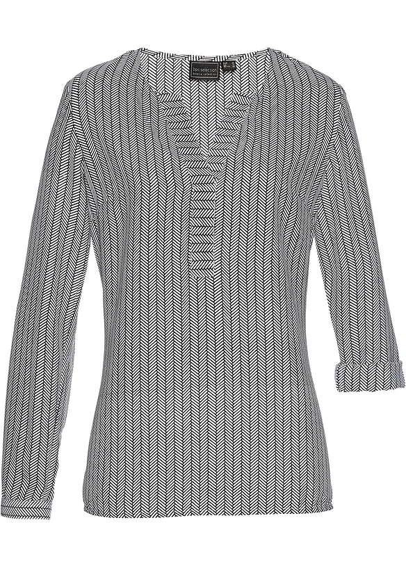 Tunika mit tailliertem Schnitt in schwarz von vorne - bonprix Tunika mit tailliertem Schnitt in schwarz von vorne - bonprix