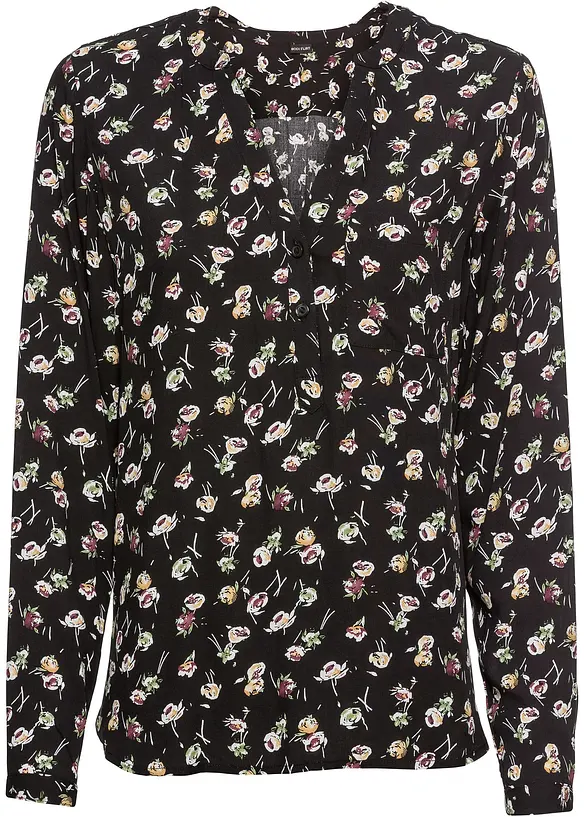 Bluse aus reiner Viskose in schwarz von vorne - bonprix Bluse aus reiner Viskose in schwarz von vorne - bonprix