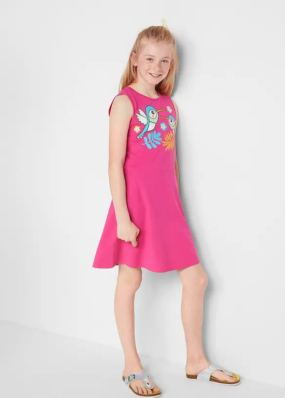 Jerseykleid aus reiner Bio-Baumwolle (3er Pack) in grün von vorne (Totalaufnahme) - bonprix