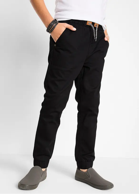 Lässige Thermohose mit kuscheligem Baumwollfutter in schwarz von vorne - bonprix