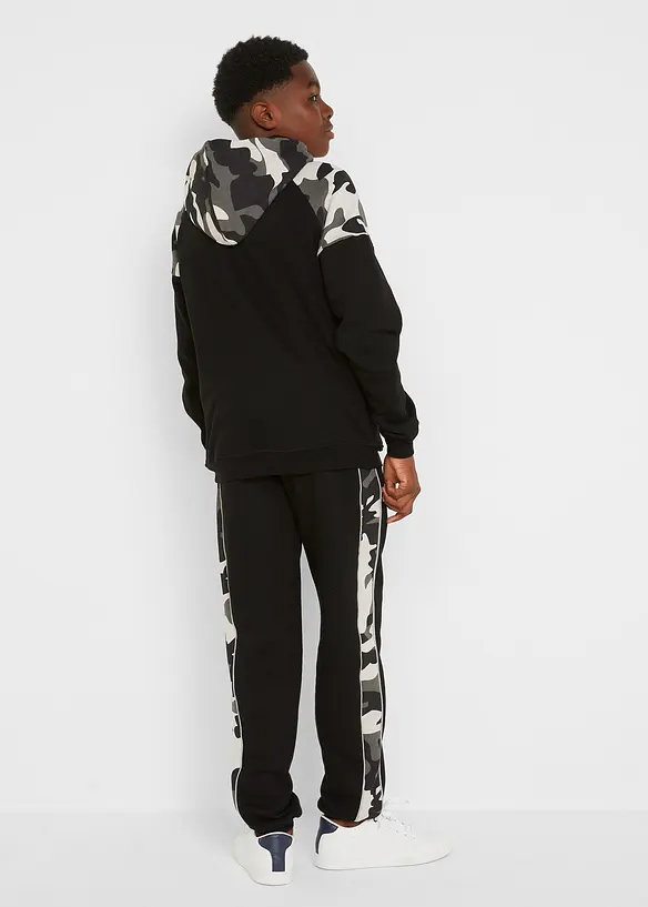 Jogginganzug aus reiner Bio-Baumwolle (2-tlg.Set) in schwarz von hinten (Totalaufnahme) - bonprix Jogginganzug aus reiner Bio-Baumwolle (2-tlg.Set) in schwarz von hinten (Totalaufnahme) - bonprix