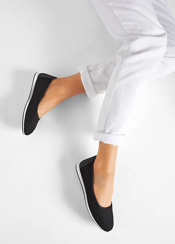 Komfort-Ballerinas mit Stretch-Fit in schwarz - bonprix