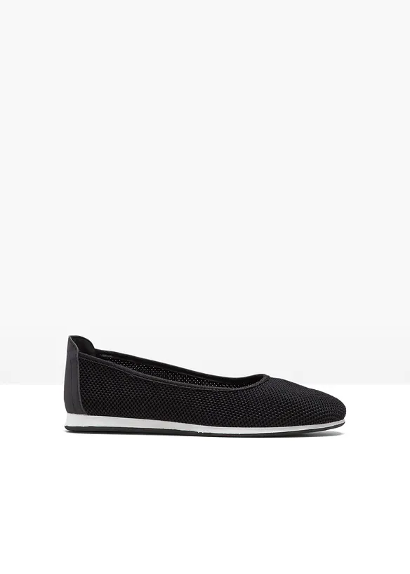 Komfort-Ballerinas mit Stretch-Fit in schwarz von vorne - bonprix