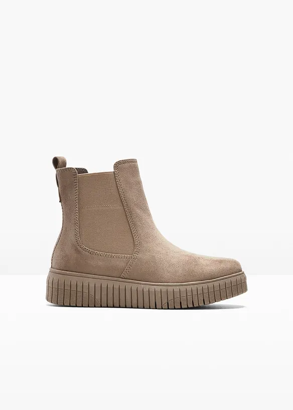 Jana Komfort-Chelsea-Boots in bequemer Weite in braun von vorne - Jana