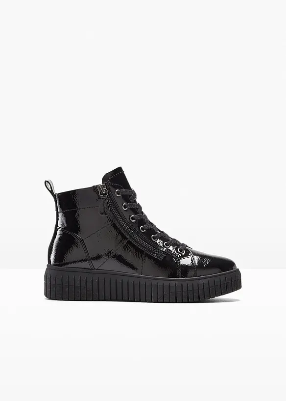 Jana Komfort-Schnürboots in bequemer Weite in schwarz von vorne - Jana
