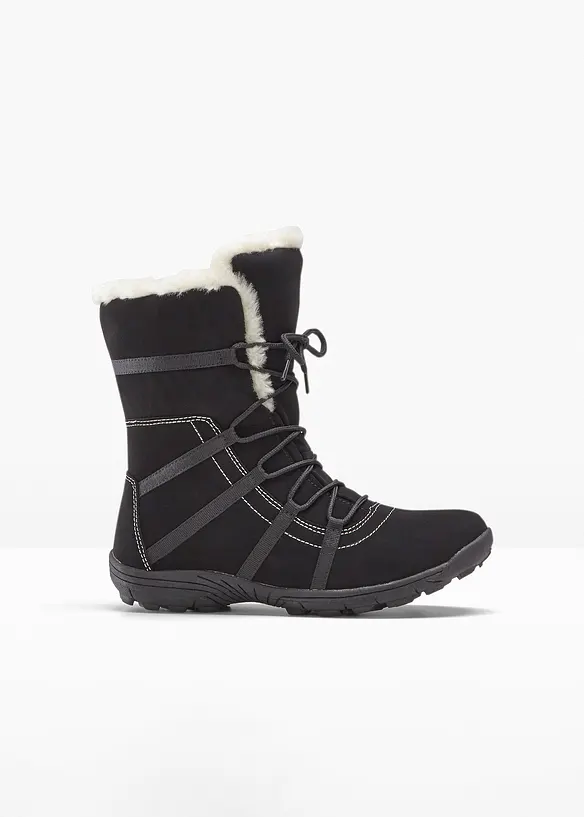 Gefütterte Schnürboots mit Tex-Membran in schwarz von vorne - bonprix