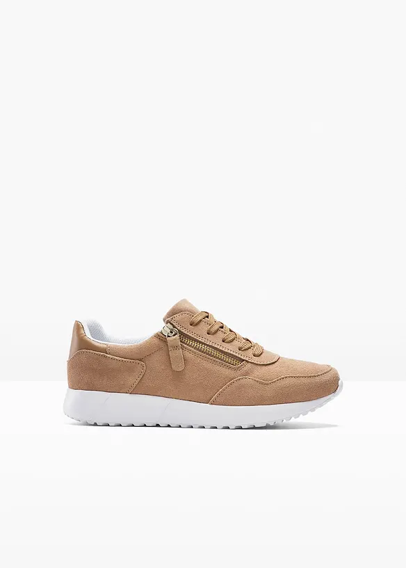 Sneaker aus Veloursleder in braun von vorne - bonprix