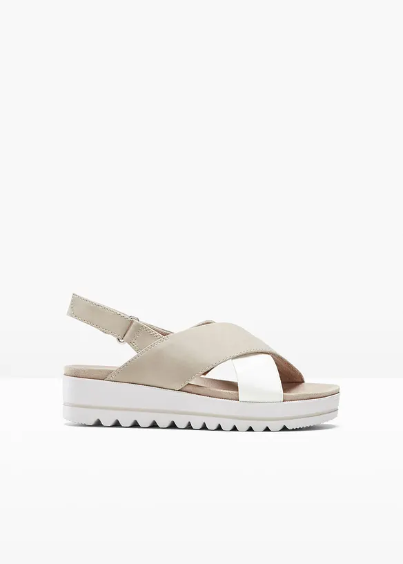 Jana Komfort-Plateau-Sandalen in bequemer Weite in braun von vorne - Jana