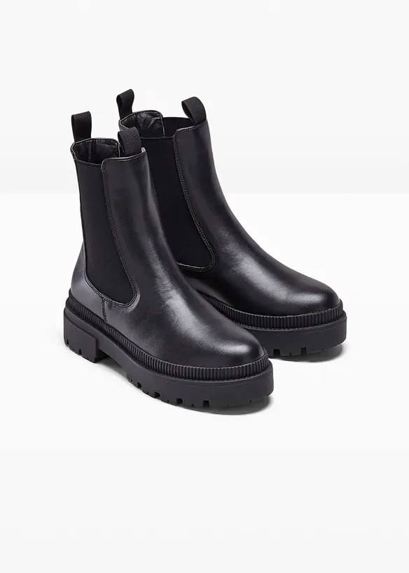 Chelsea-Boots mit Profilsohle in schwarz - bonprix
