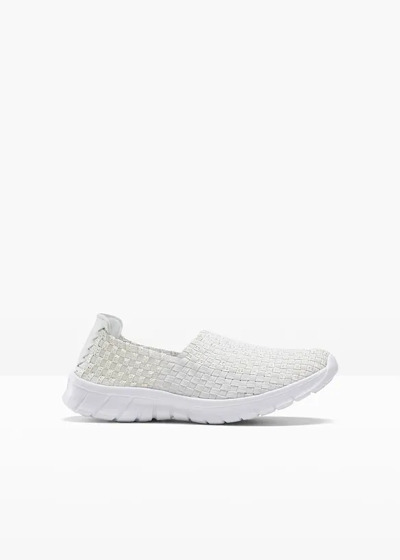Komfort-Slipper mit flexibler Sohle in weiß von vorne - bonprix