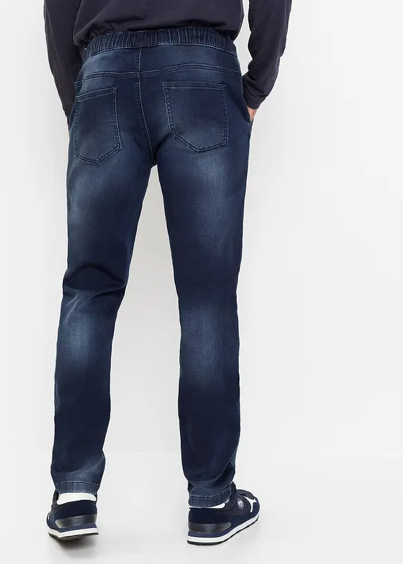Slim Fit Sweat-Jeans, Straight in blau von hinten - bonprix