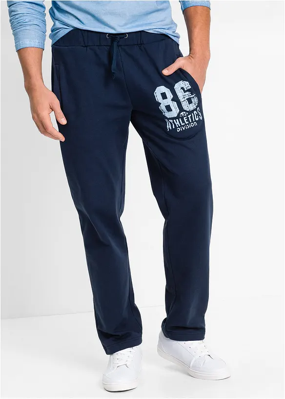 Jogginghose aus reiner Bio-Baumwolle in blau von vorne - bonprix