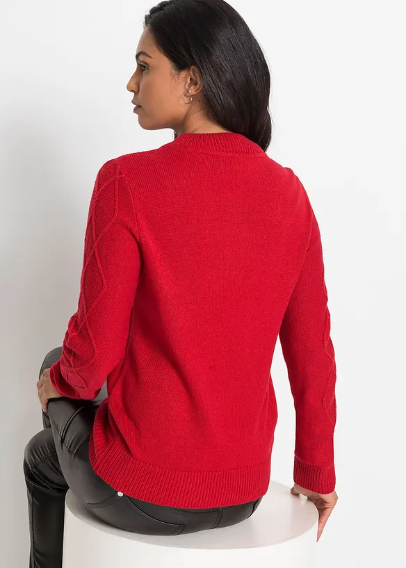 Troyer mit Zopfmuster in rot von hinten (im Anschnitt) - bonprix Troyer mit Zopfmuster in rot von hinten (im Anschnitt) - bonprix