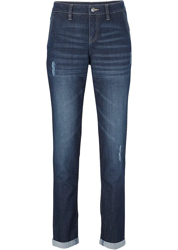 Komfort-Stretch-Boyfriend-Jeans in blau von vorne - bonprix