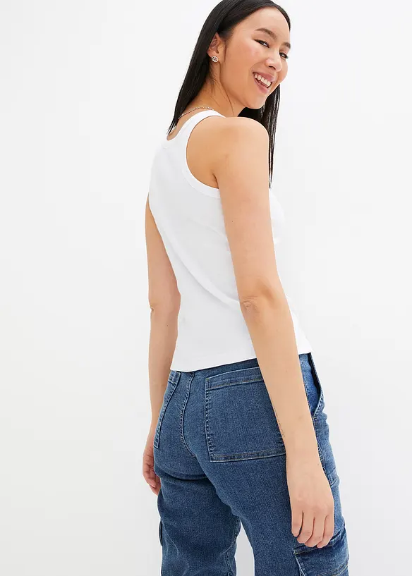 Geripptes Tanktop in weiß von hinten (im Anschnitt) - bonprix