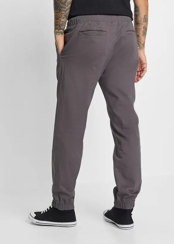 Relaxed Fit Chino-Schlupfhose, Straight in grau von hinten - bonprix