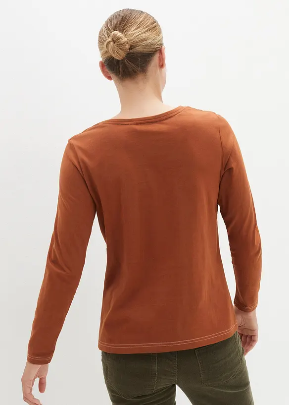 Langarmshirt mit Zierknöpfen in braun von hinten (im Anschnitt) - bonprix