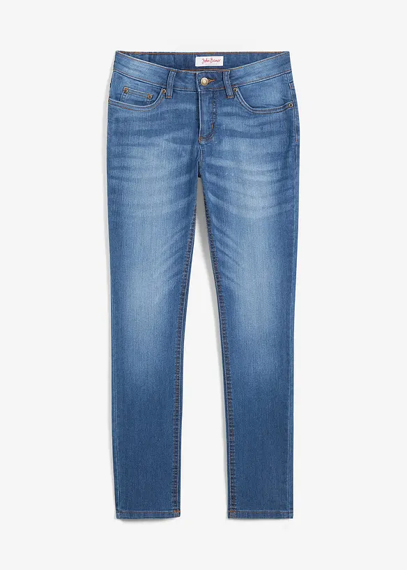 Skinny Jeans Mid Waist, Stretch in blau von vorne - bonprix