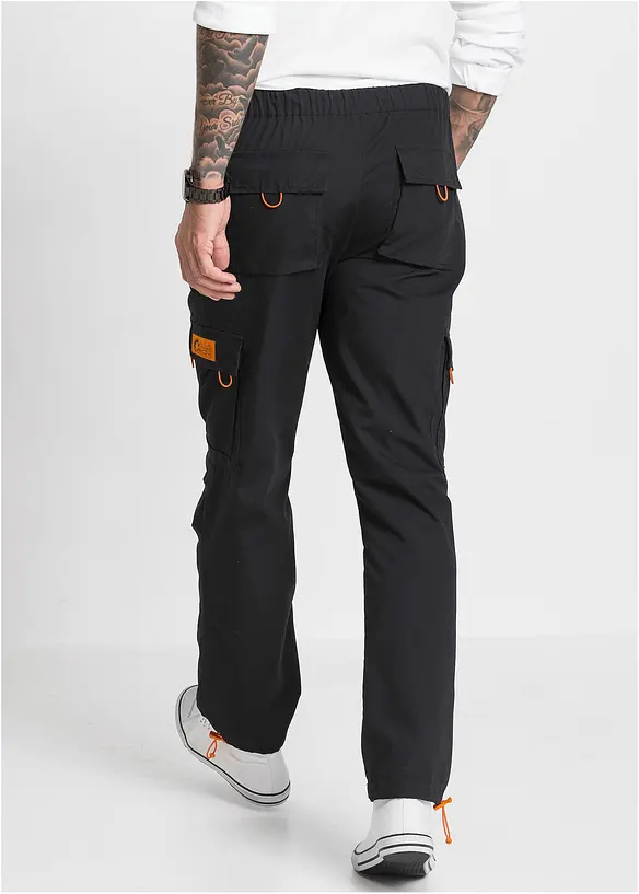 Relaxed Fit Schlupf-Cargohose, Straight in schwarz von hinten - bonprix