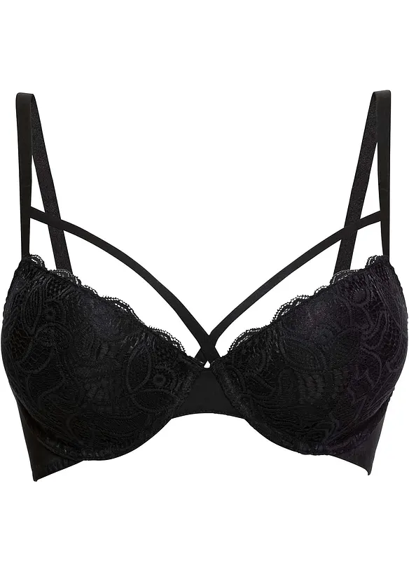 Schalen-BH mit zarter Spitze in schwarz von vorne - bonprix