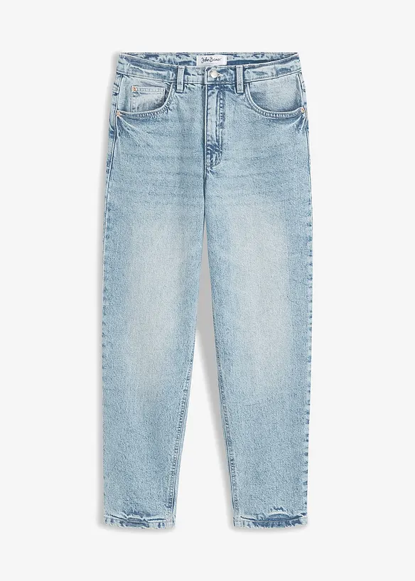 Mom Jeans High Waist, cropped in blau von vorne - bonprix