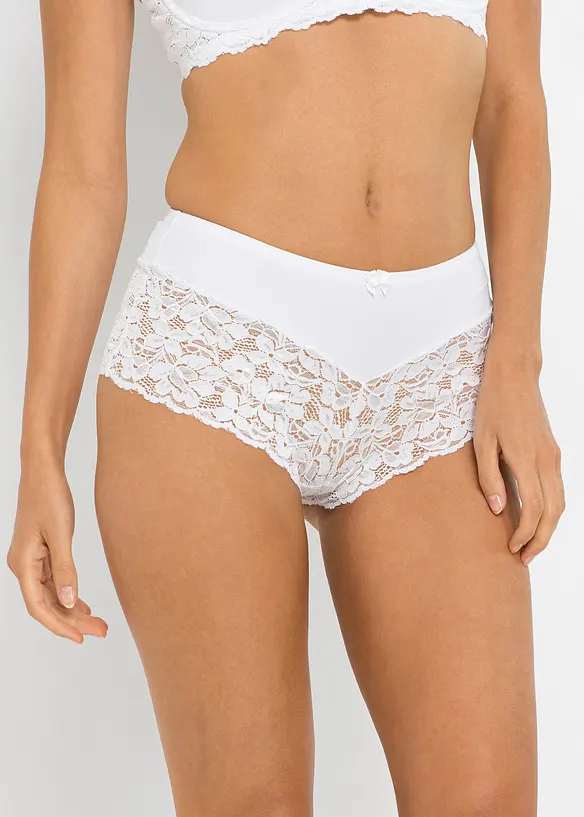 Maxipanty mit Spitze in weiß von vorne - bonprix