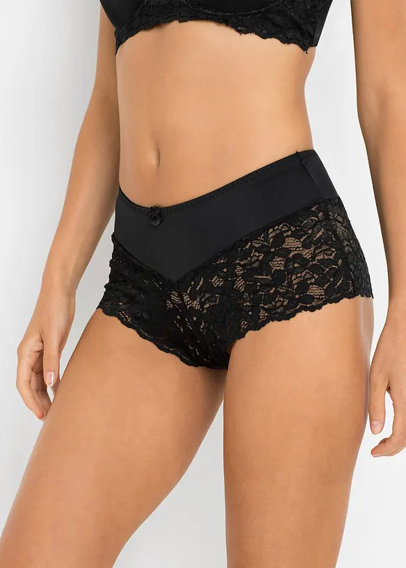 Maxipanty mit Spitze in schwarz von vorne - bonprix