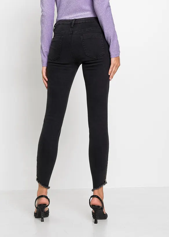 Skinny Jeans, Mid Waist, Stretch in schwarz von hinten - bonprix