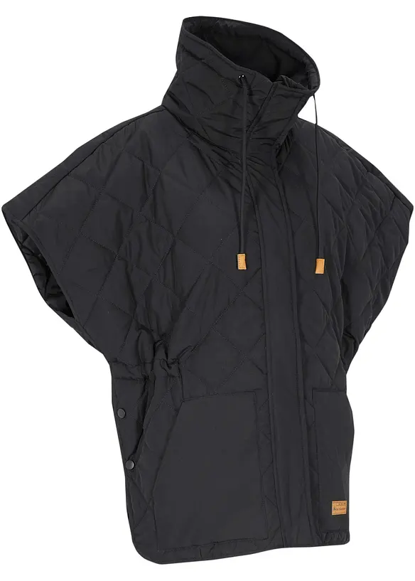 Wasserabweisende Oversize-Steppweste in schwarz von vorne - bonprix