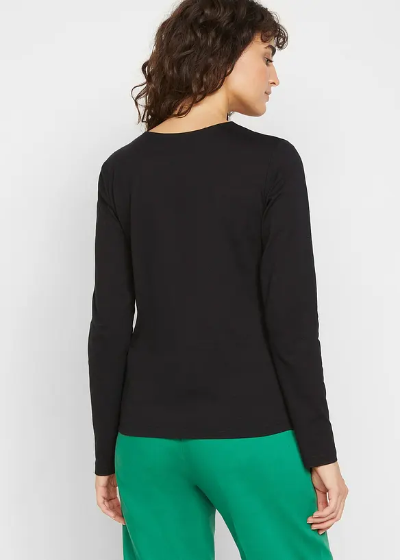 Langarmshirt mit reiner Bio-Baumwolle in schwarz von hinten (im Anschnitt) - bonprix Langarmshirt mit reiner Bio-Baumwolle in schwarz von hinten (im Anschnitt) - bonprix