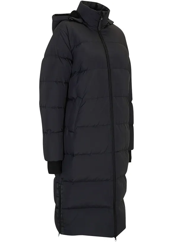 Daunenmantel mit recycelter Daune in schwarz von vorne - bonprix