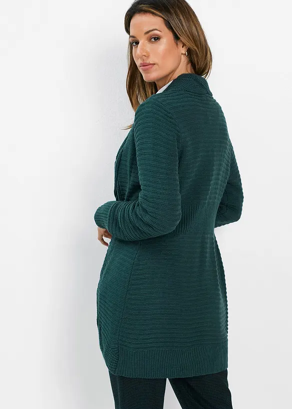 Longstrickjacke in petrol von hinten (im Anschnitt) - bonprix
