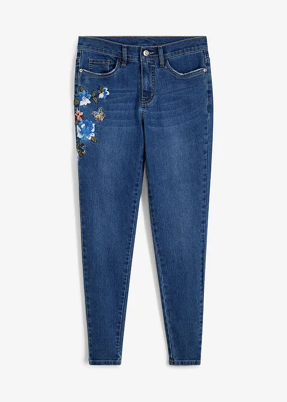 Skinny Jeans Mid Waist in blau von vorne - bonprix