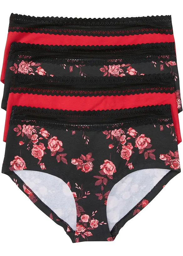 Maxipanty mit Bio-Baumwolle (4er Pack) in schwarz von vorne - bonprix
