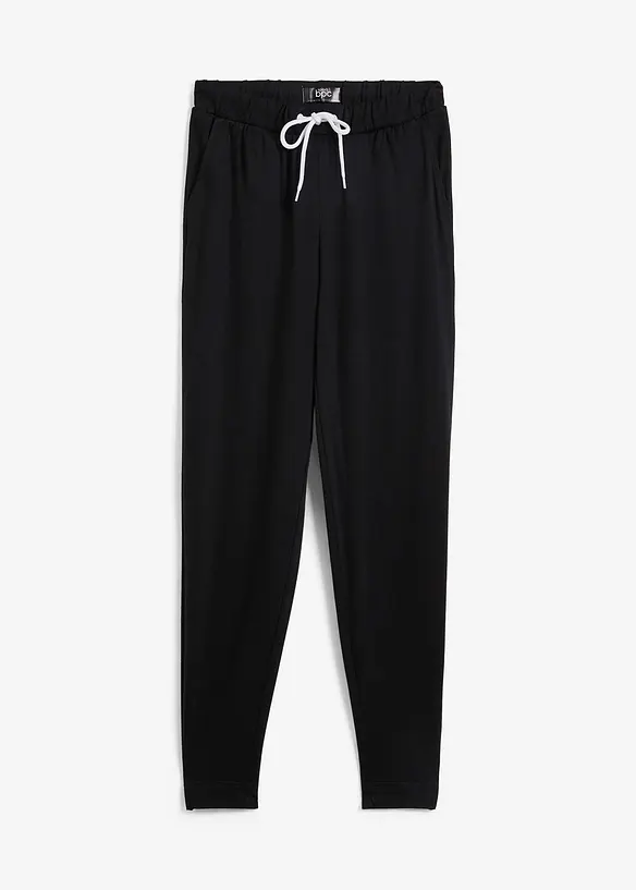 Leichte Jogginghose mit Viskose in schwarz von vorne - bonprix Leichte Jogginghose mit Viskose in schwarz von vorne - bonprix